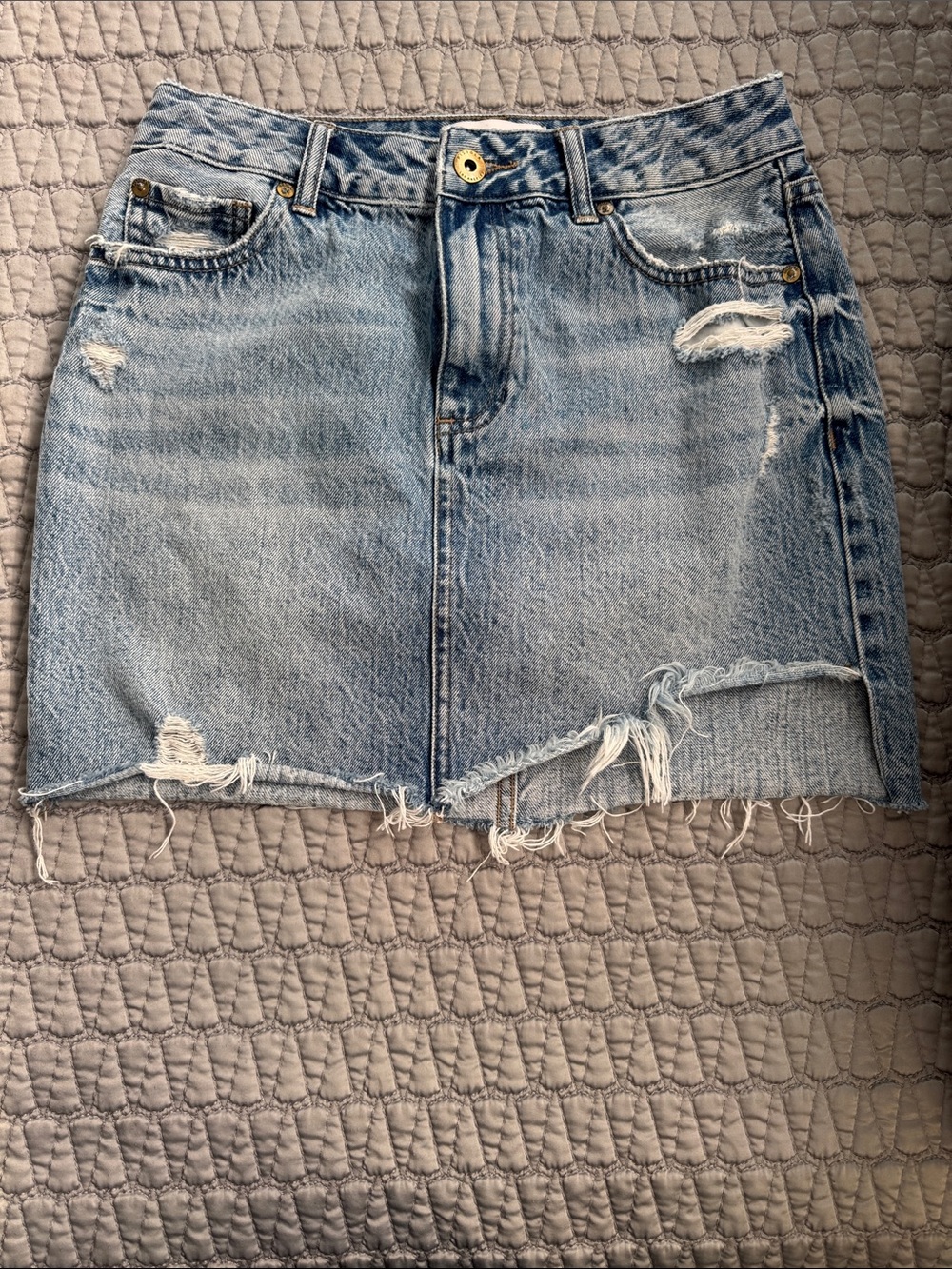 Pistola light blue distressed denim mini skirt size 27